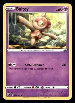 Baltoy 057/163 Common Battle Styles Pokemon Near Mint