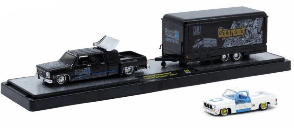 M2 MACHINES '73 CHEVY CHEYENNE 30 DUALLY & '73 GMC SIERRA