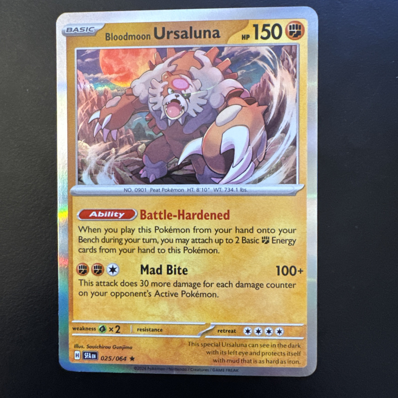 Pokemon TCG - Bloodmoon Ursaluna - Shrouded Fable 25/64 - Holo Rare - NM / Mint