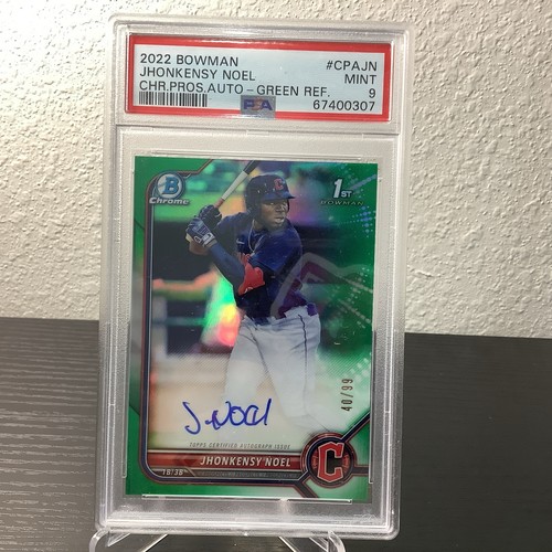 2021 1st Bowman Chrome Jhonkensy Noel RC True Green Refractor Auto /99 PSA 9