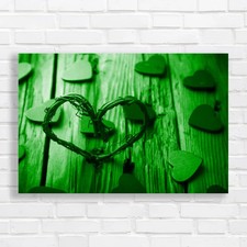 Romantic Shabby Chic Bedroom Ideas Love Hearts Green Canvas Print Large Picture