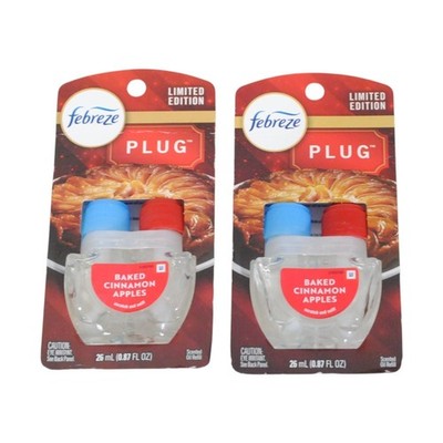 2  Febreze Limited Edition Baked Cinnamon Apple  Scented Oil Plug In Refills NEW