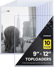 9X12 Toploader 10 Pack, 15 Mil Rigid PVC Sheet Protectors Hard Plastic Print