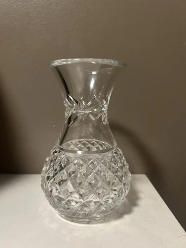 Waterford 1970s Vintage Clear Leaded Crystal Bud Vase 5in Glandore Violet