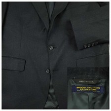 Brooks Brothers Suit Mens 44R/35S Vtg Brooksgate Wool 2 PC Wide Lapel Micro Dot
