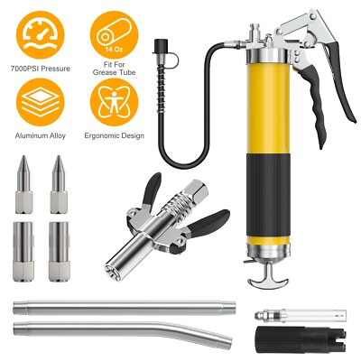 #ad 7000PSI Grease Gun Kit High Pressure14Oz Grease Tube Pistol Grip Grease Gun Tool $25.88