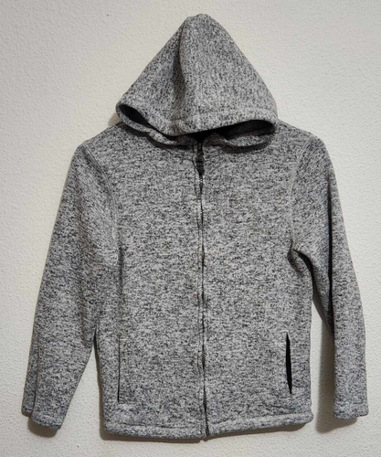 Cat & Jack Boys Size 8/10 Zip-Up Hooded Long-Sleeve Gray & Blk Sweatshirt