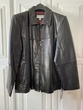 Charles Klein Womans Large Zippered Black Soft Leather Jacket