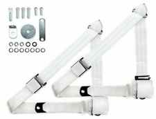 1970-73 Datsun Z-Car White Shoulder Belt Kit Aviation Buckles & Hardware