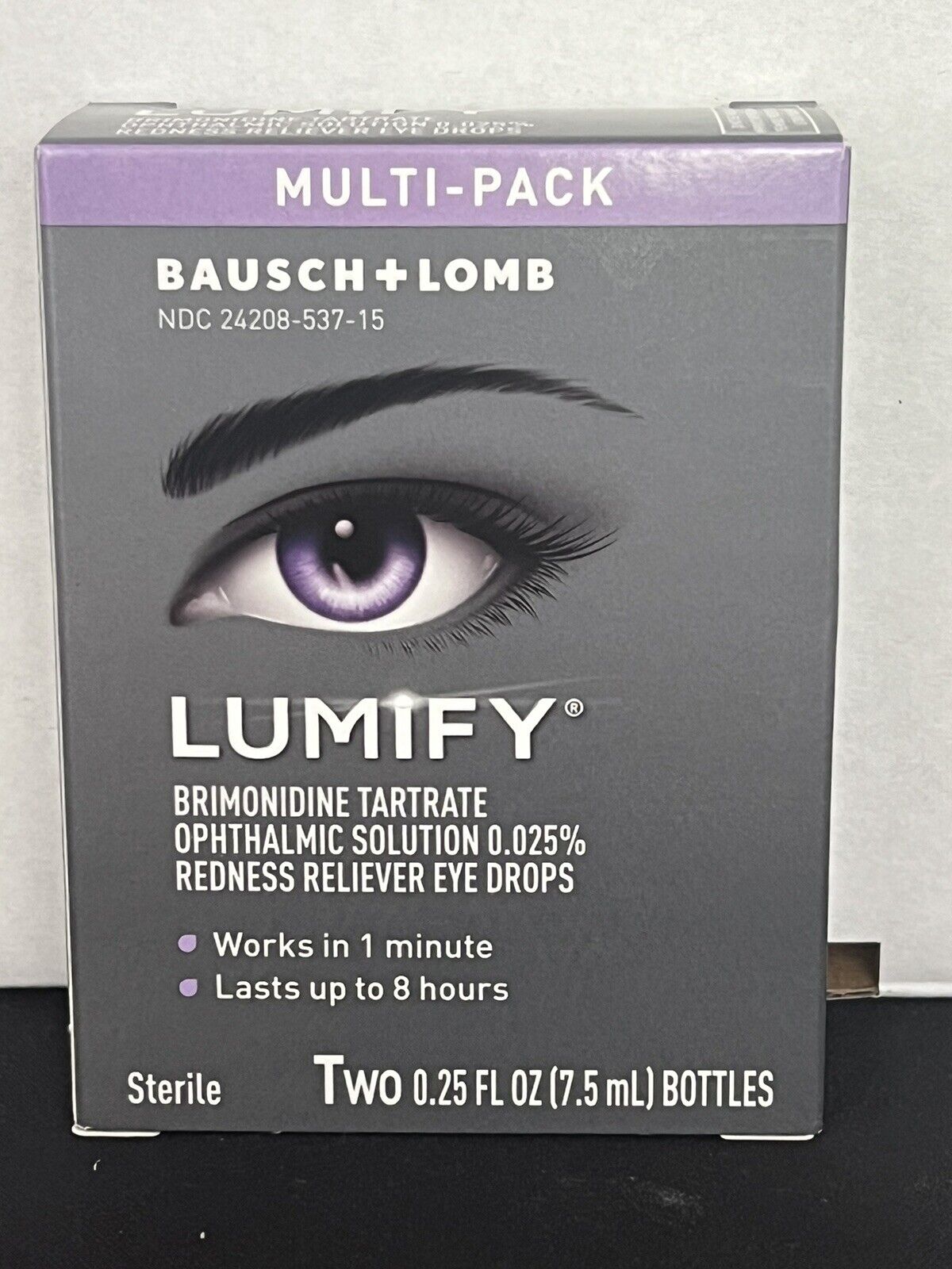 Lumify Redness Reliever Eye Drops - 2 Pack 0.25 oz (7.5ml) each EXP 02/2025. JB