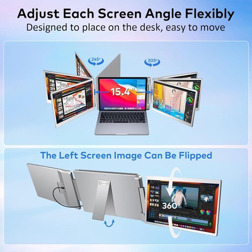 Laptop Screen Extender, 14" FHD 1200P Triple Laptop Monitor Extender 360° Rotate - Picture 4 of 7