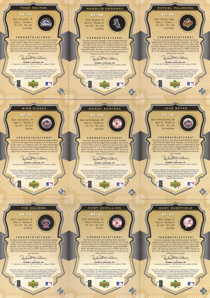 2004 UPPERDECK ETCHINGS GAME USED BAT ***YOU PICK*** - Image 2 of 2