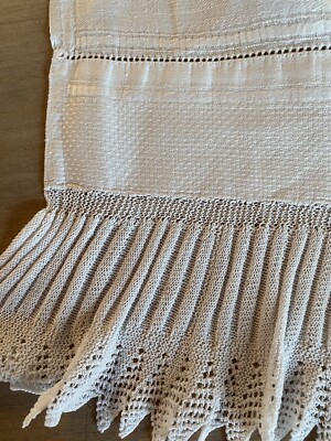 Vintage Handgestrickt 8 cm Rüschen weiß Huckaback Leinen Handtuch 63 x 107 cm 