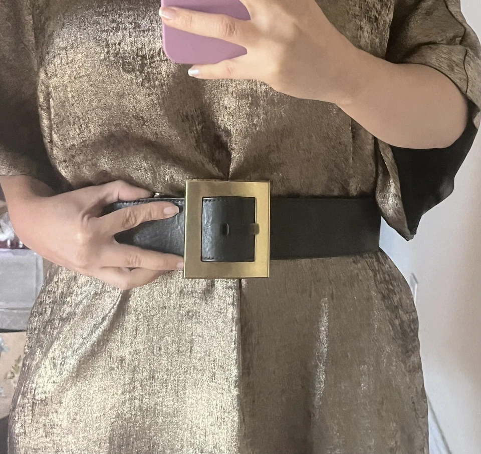 Ремень с пряжкой Roberto Cavalli черный кожаный - Изображение 2 из 4