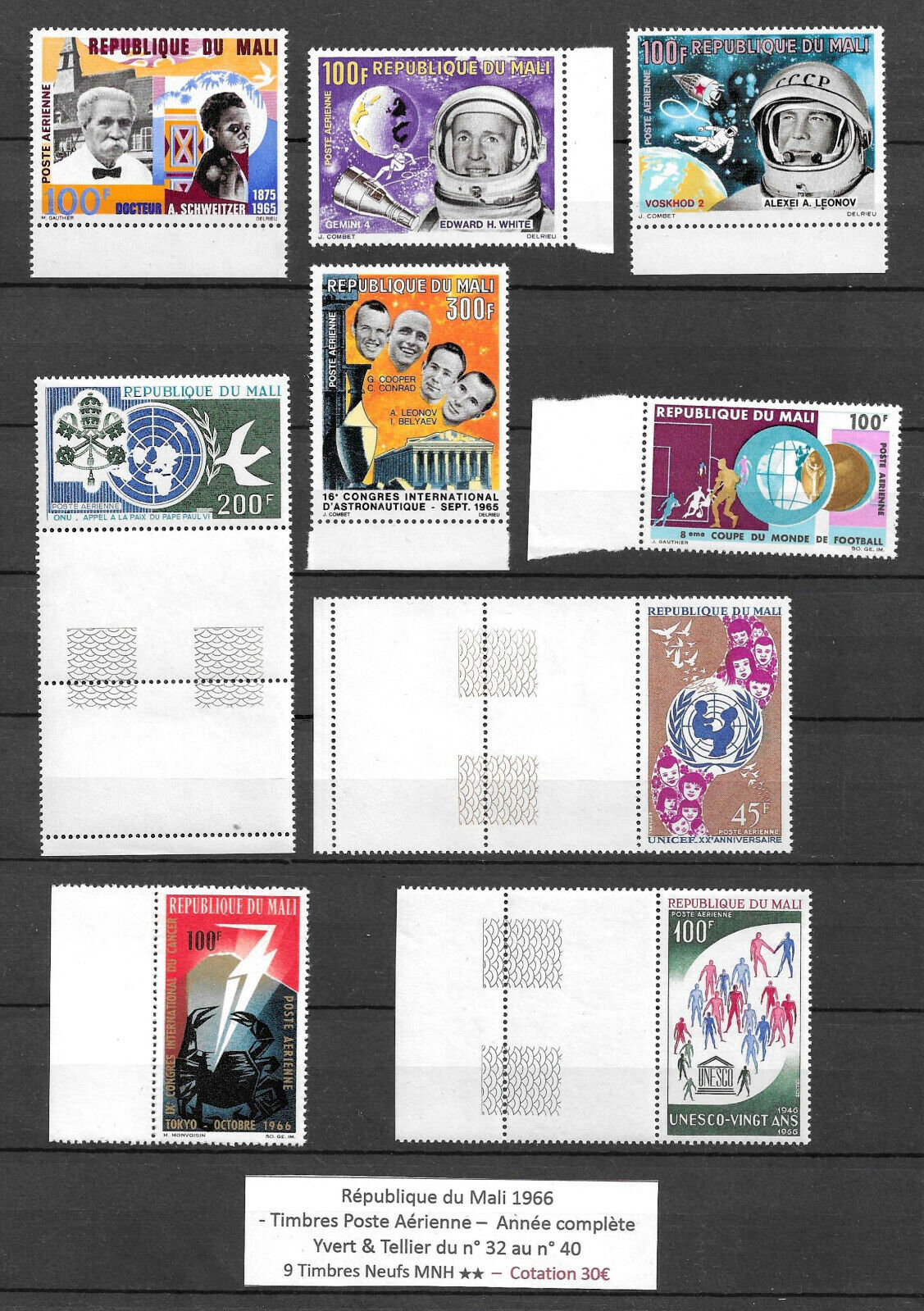 MALI 1966 - République du MALI (9 Air Mail Stamps) MNH ** Comple