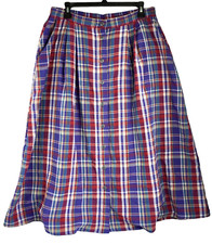 Jantzen Golfwear Skirt VTG Sz 18 Plaid Long Golf Buttons Pockets NEW Old Money
