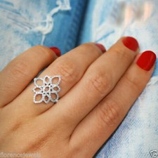 Tiny White Studded Women Wedding Engagement 925 Sterling Silver Ring