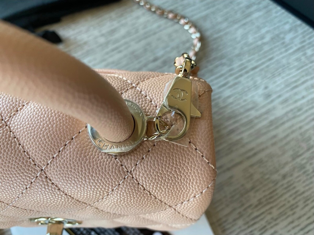 NIB 100%AUTH CHANEL 21P Rose Clair CaviarLeather Extra Mini Coco
