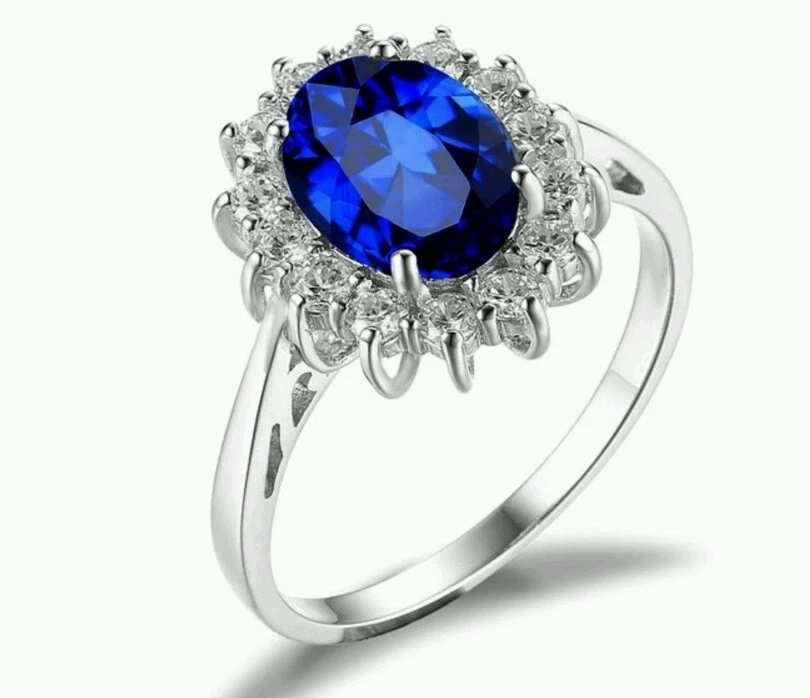 Juego de anillos, pendientes y collares de zafiro azul día de la madre regalo idea franqueo gratuito Foto 4 de 4