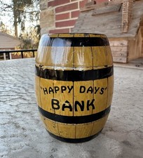 Vintage Happy Days Bank Metal Barrel Litho J Chein & Co Made in USA Cool Old