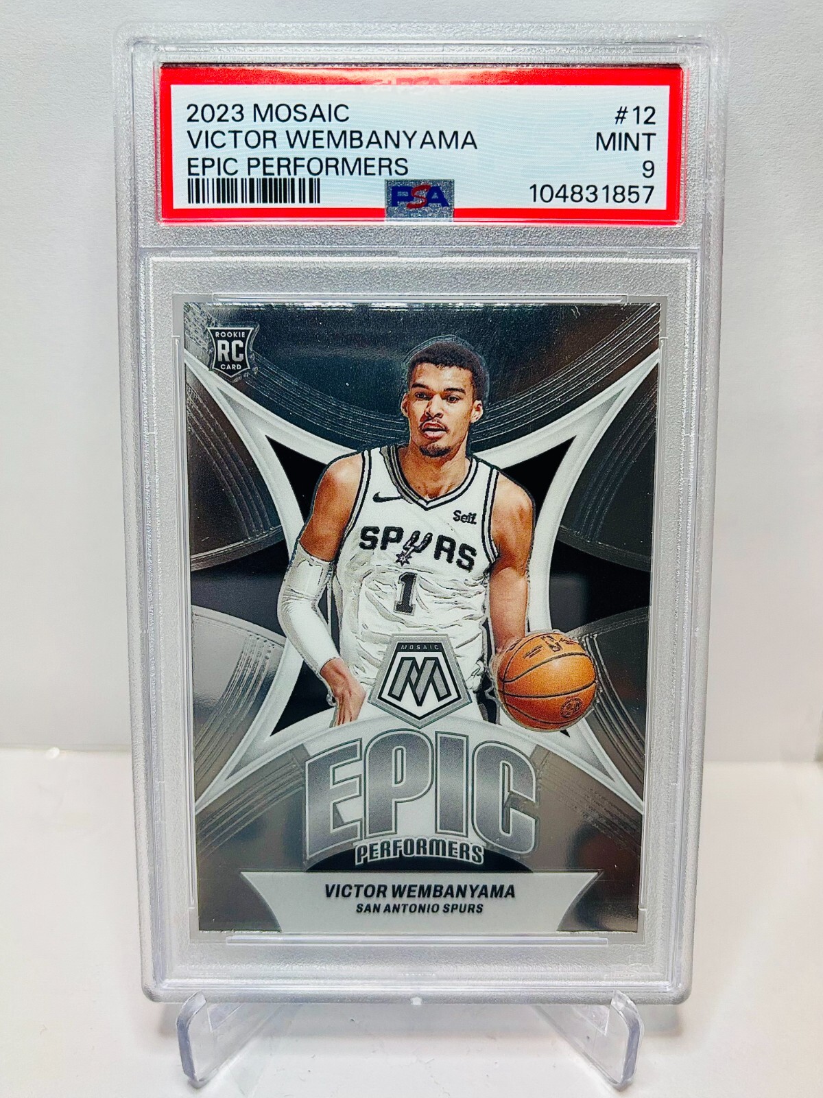 2023-24 Panini Mosaic Epic Performers VICTOR WEMBANYAMA Rookie PSA 9 #12 Spurs