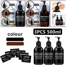 3Pcs 500ml Hand / Dish Soap Dispenser Refillable Lotion Pump Bottles with Labels