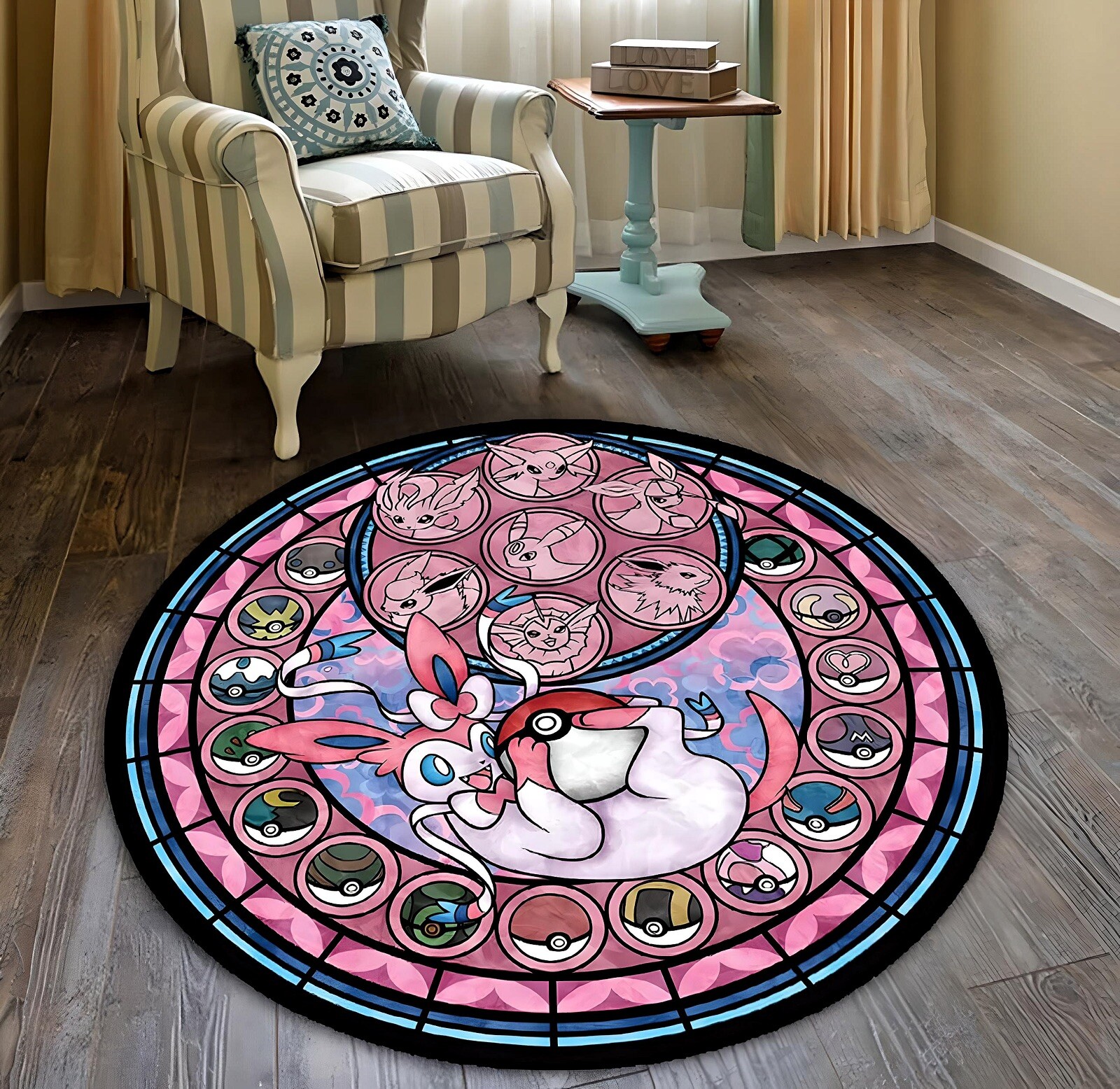 Alfombra Pokemon Eeveelution Linda Anime Manga Alfombra de Felpa Alfombra Antideslizante *Sylveon*