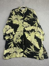 CAROLINE ROSE Size Large Long Sleeve Button-Up Swing Tunic 36" Length Artsy EXC