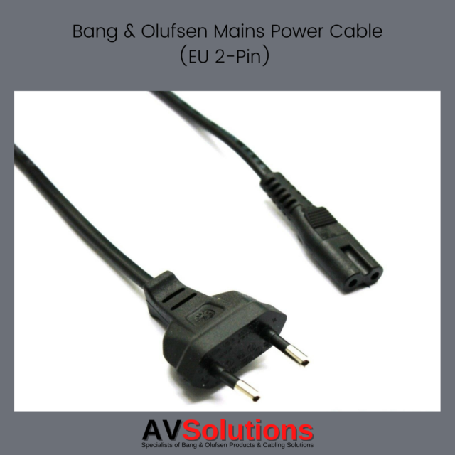 Mains Power Cable Lead for Bang & Olufsen B&O (Euro 2-Pin Black HQ) - 2 Metres