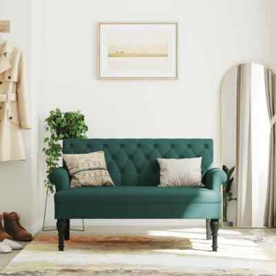 Bench with Backrest Dark Green 47.2''x24.4''x29.7'' Fabric vidaXL