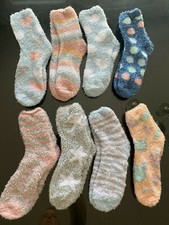   8 PACK  Fuzzy Socks, Multicolor, Size 9-11