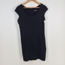 George womens dress size M pencil black sleeveless round neck zip 073198