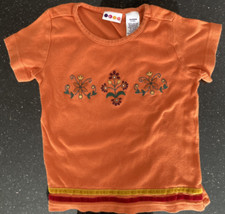Vintage 1990's Gymboree Orange Girls Size Medium 4 yrs T-shirt Flowers
