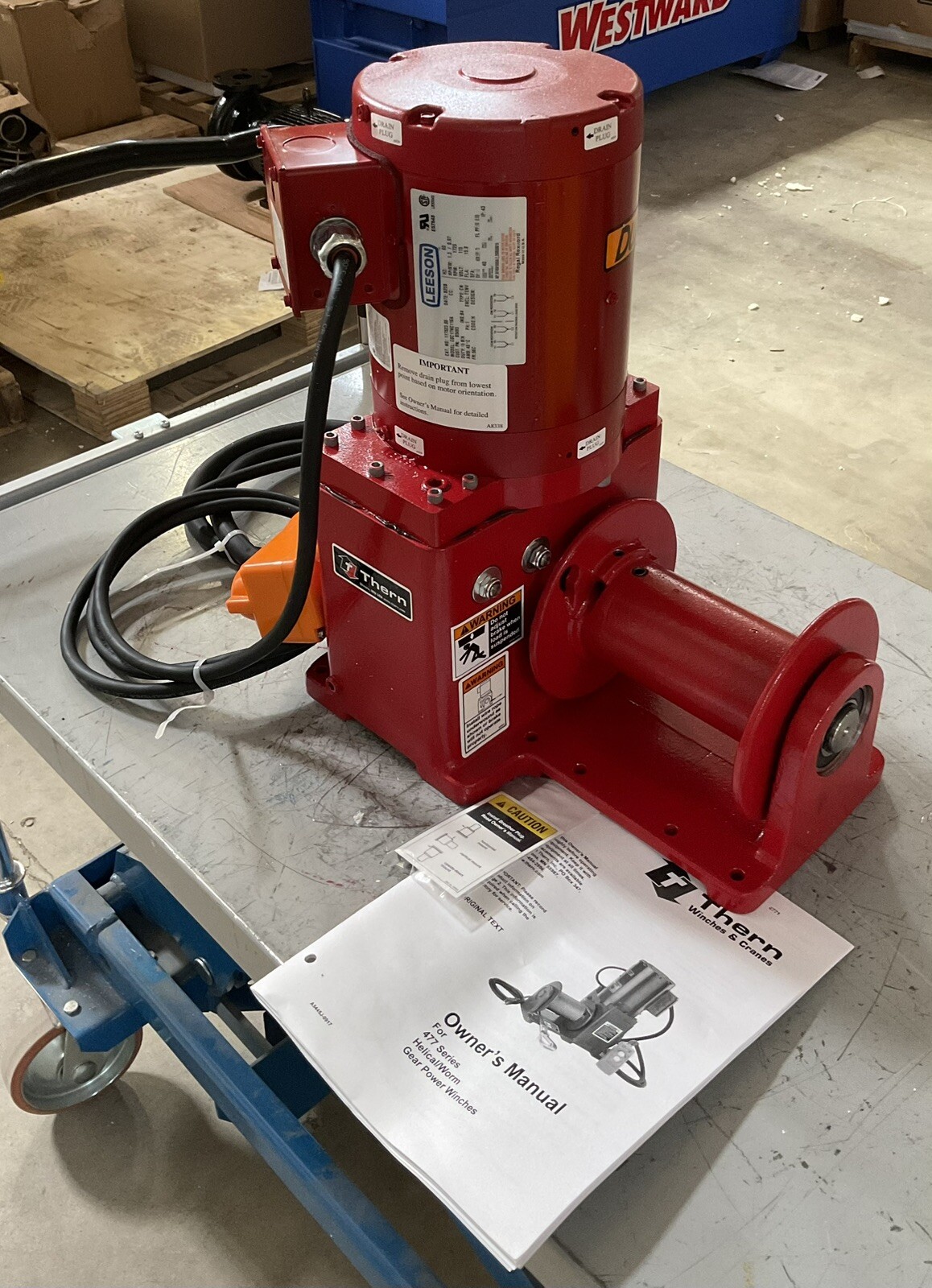 THERN 4771 Portable Electric Winch 115V 2000 lb Load 1.25 hp
