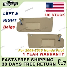 Pair Beige Side Sun Visor w/ Light for HondaPilot 2009-2015 LH RH83280-SZA-A01ZC