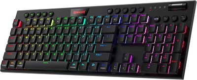 Low-Profile Bluetooth/Wired RGB Gaming Keyboard with Dedicated Media Controls