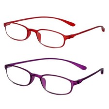 Calabria 718 Flexie Oval Reading Glasses 0.50 Red/Violet 2Pack Men/Women Bend