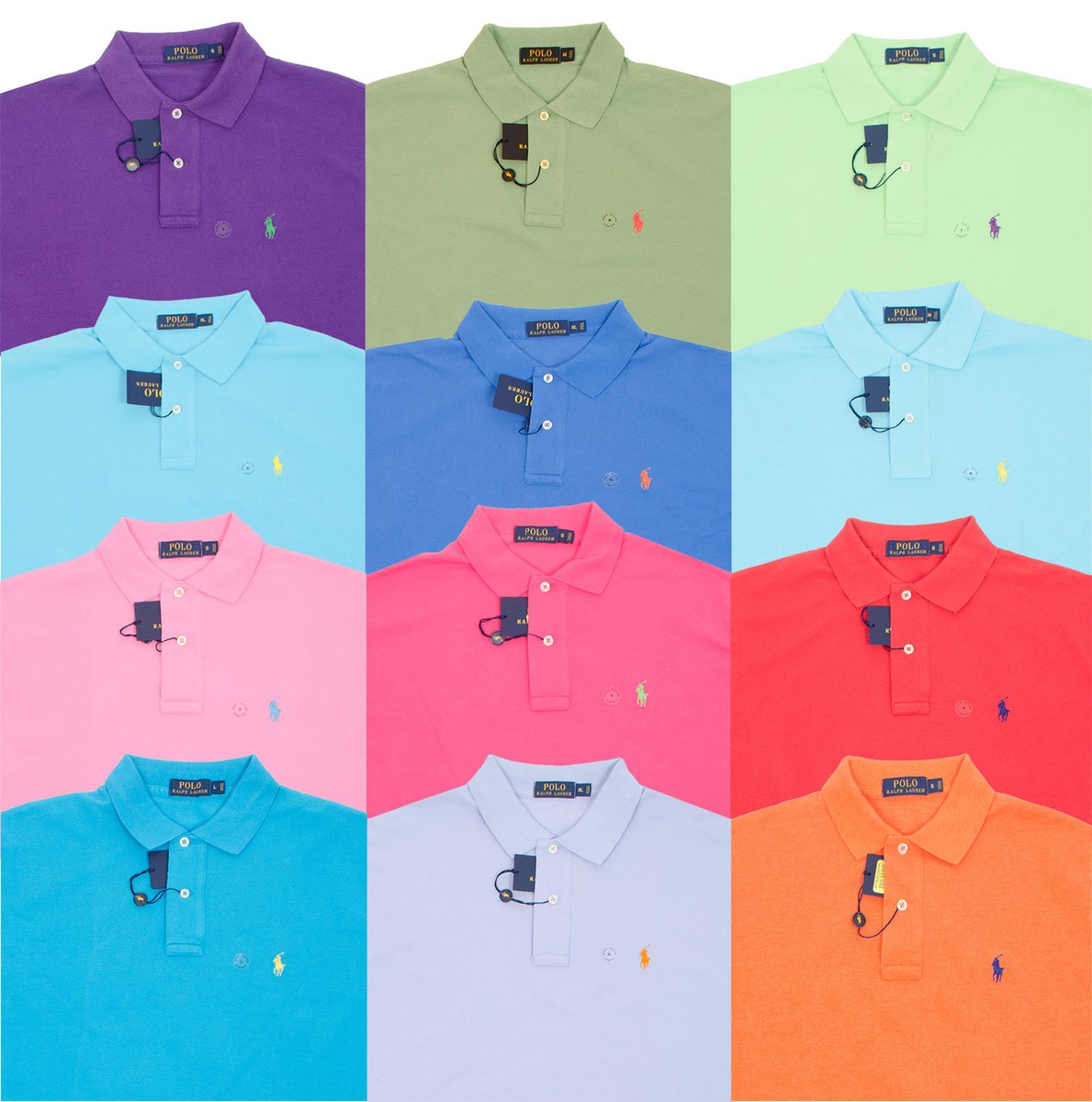 POLO RALPH LAUREN MEN MESH SHIRT SHORT SLEEVE PURPLE GREEN BLUE