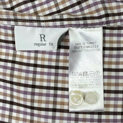 Ermenegildo Zegna Shirt Mens Sz 41 Large (16) Brown Purple Plaid Button Up - Picture 4 of 7