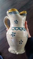 BROCCA VINO CANNATA ceramica decoro mano - PUGLIA XIX secolo cm. 25