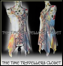 Kate Moss Topshop mehrfarbig Batikmuster Racer asymmetrisch Trägertop UK 6 34 2