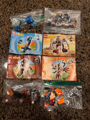 Lego Mixels 41512 Chomly, 41510 Lunk, 41537 Jinky & 41515 Kraw - READ