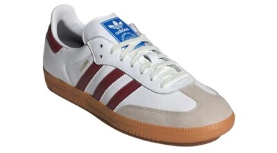 Size 10.5- Adidas Men s Samba OG Sneaker, White/Burgundy/Gum.