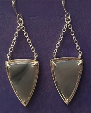 Studio Barse sterling silver overlay bronze Gray Agate dangle earrings