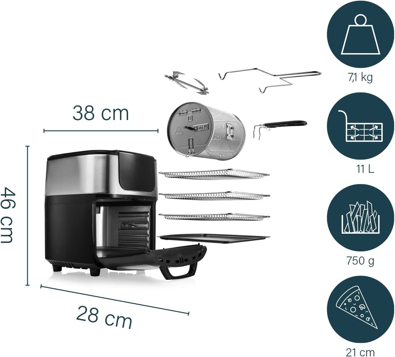 Princess Air Fryer Oven Deluxe, 11 Litre, 1800 watt, 10 Cook Presets