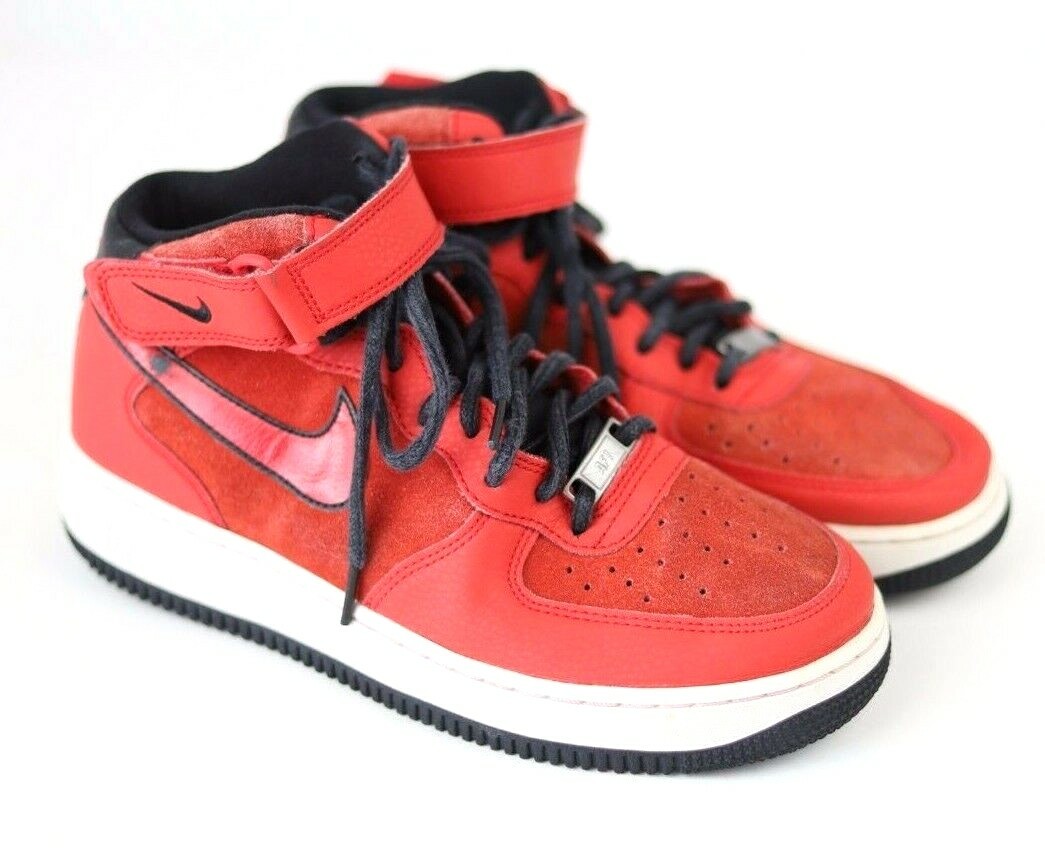 Nike Women s Air Force one 07 Mid Suede Red Black White 807448-600 Size