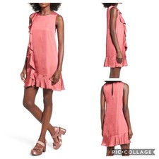 NWT Astr the label Ruffle Shift Thin Light Pretty Sleeveless Pink Dress, Size M