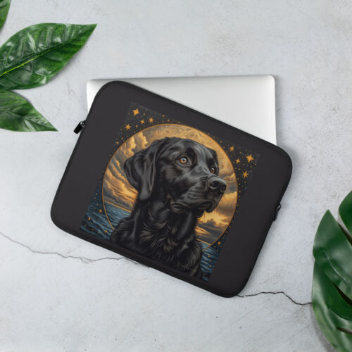 Black Dog Labrador Retriever Laptop Sleeve Cover Case - Picture 2 of 3