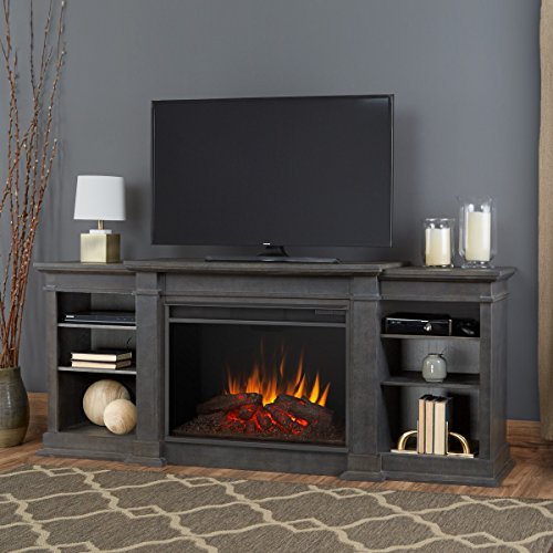 Real Flame Parsons Electric Entertainment Fireplace Antique Gray