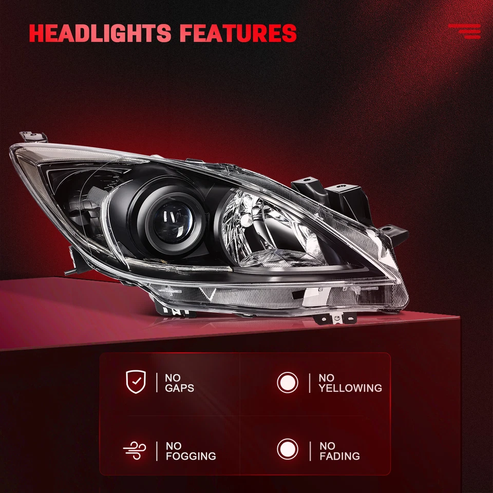 Conjunto de faros para Mazda 3 2010 2011 2012 2013 (5 velocidades) par de carcasas negras Foto 2 de 4